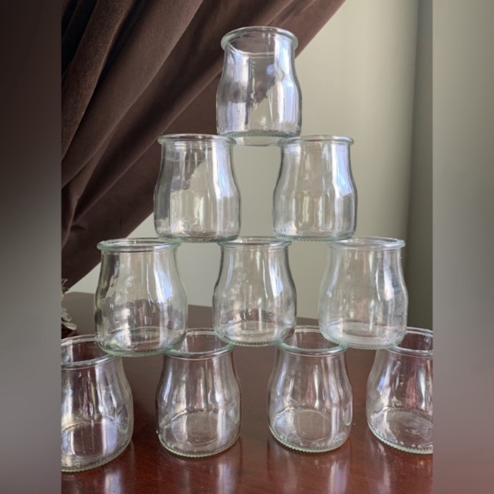 Set of 10 Mini Clear Empty Yogurt Cups Pots